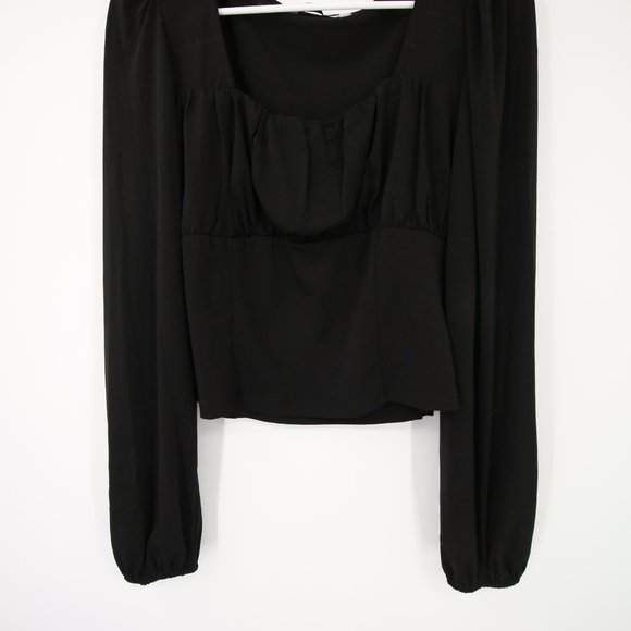 SO Black Long Sleeve Stretchy Crop Top Size L Soft NWOT - Picture 3 of 5